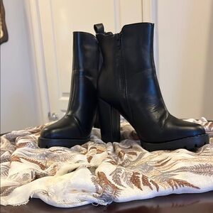 Black Leather Ankle Boots